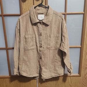 Lucky Brand Women's Beige Corduroy Lightweight Utility Jacket